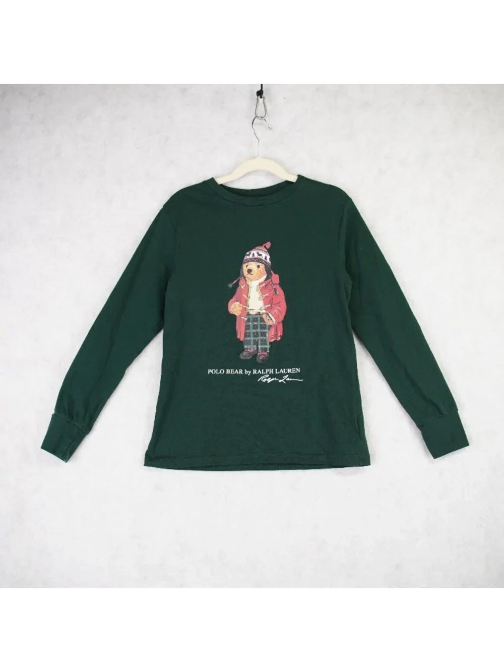 Polo Ralph Lauren Kids Polo Bear Long Sleeve Shirt Boys Sz 8 S Cotton Casual